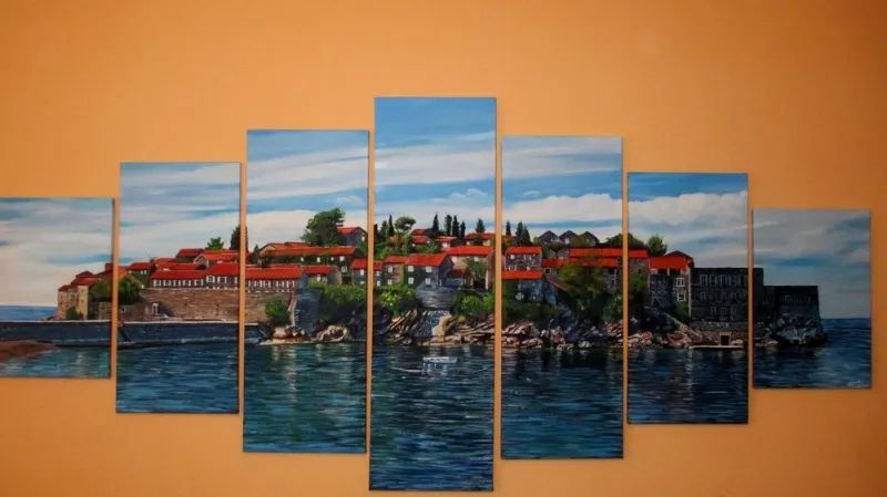 Budva-stari grad . Ulje na platnu 240x100cm