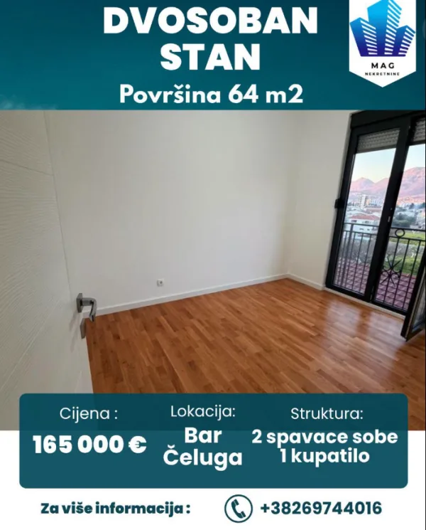 Na prodaju dvosoban stan u Baru