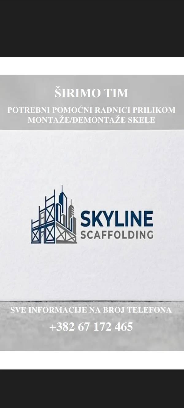 Potrebni pomoćni radnici prilikom montaže/demontaže skele